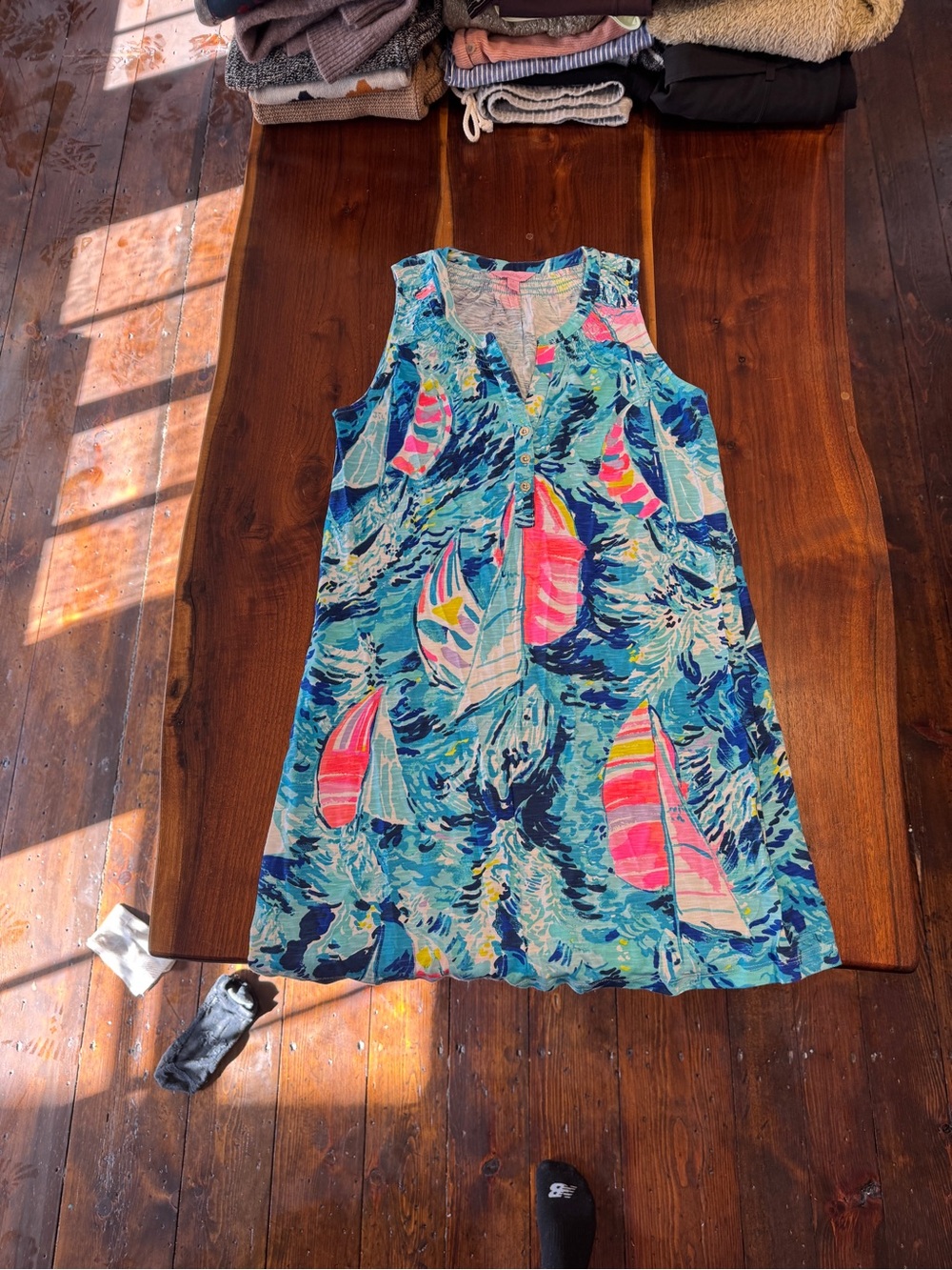 Lilly Pulitzer Sailboat Print Shift Dress in Aqua & Pink